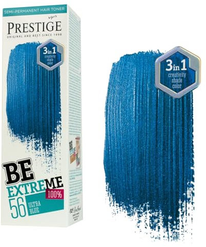 Vip's Prestige Be Extreme | Semipermanenter Haartonisierer 56 Ultra Blau | Reines Pigment | Verleiht gefärbten oder grauen Haaren Farbe | Temporäres Ergebnis | Ammoniakfrei, Parabenfrei, PPD-frei