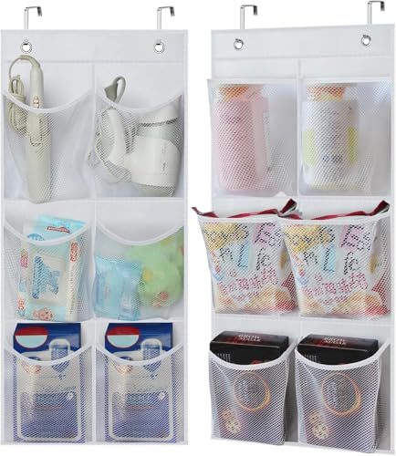 KIMBORA 2 Packungen schmaler Schuh-Organizer, kleines Schuhregal zum Aufhängen für Schrank mit transparenter Netztasche für Badezimmer, Wohnmobil, Speisekammer, Camping (weiß)