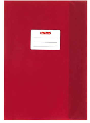 Herlitz 10 Heftumschläge/Hefthüllen Din A4 / Baststruktur (Rot, 10er Pack | A4)