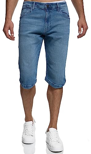 Indicode Hommes Jaspar Jeans Shorts | Pantalon Court en Jean à 5 Poches Blue Wash L