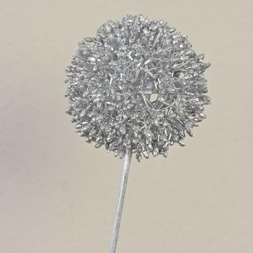 artplants.de Allium Kunstblume Hella, Glitzer, Silber, 80cm - Zierlauch Künstlich/Kunst Allium