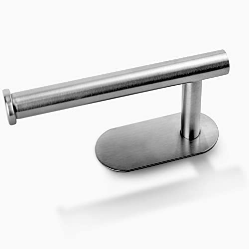 Keplin Portarrollos de papel higiénico autoadhesivo plateado 3M | Portarrollos de papel higiénico de acero inoxidable montado en la pared | No requiere taladro, fuerte, seguro, impermeable, accesorios