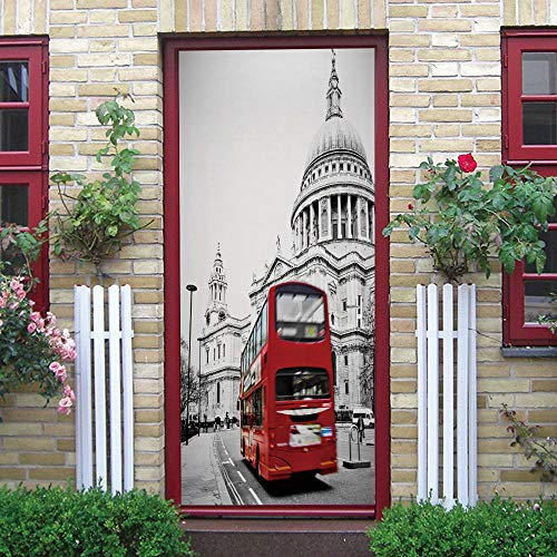 GSKBDQ 3D Türaufkleber Für Innentüren 90X200Cm Fashion Palace Auto Selbstklebende Türposter Wandbild wasserdichte Wandtattoo PVC Türfolie Tapete Schlafzimmer Badezimmer Küche Home Deko