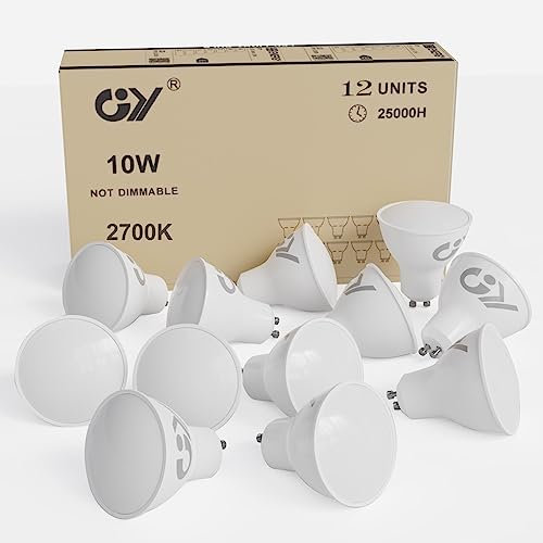 GY GU10 LED Warmweiss Lampe,10W 2700K 930 Lumen Warmweiß Glühbirnen,Ersetzt 100W Leuchtmittel,Abstrahlwinkel 110° Reflektor Lampen,Nicht Dimmbar Led Birnen,12 stück [Energieklasse F]