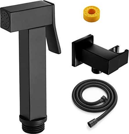 Bidet Handbrause Set Waschbecken Bidet Brause mit Schlauch Handbrause Toilette Bad kaltes Wasser Messing Bidet Sprayer for Toilet Washbasin,Schwarz