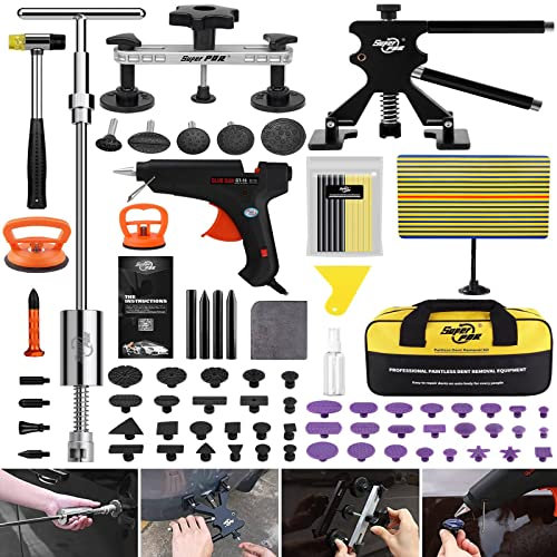 Kit de réparation de bosses pour voiture,87 pièces,Avec marteau coulissant,100 W,Pistolet à colle,Avec support flexible,Kit de réparation pour les bosses,Pour réparation de la grêle et des dommages