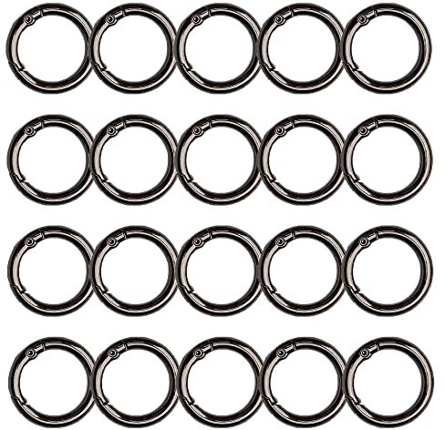 XCSJ 20 Stück 30mm Runde Karabiner Schwarz Sehr Robust Zinklegierung Runde Karabiner Karabiner Ring Karabiner Rund Karabinerhaken Rund Für Schlüsselanhänger Tasche Schmuck Diy Handwerk Machen (30.00)