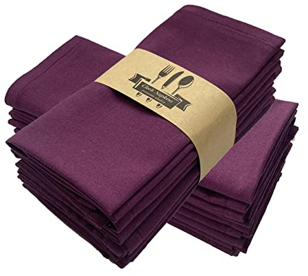 ZOYIEP Stoffservietten Leinenservietten,4/6 / 8er Set 100% Baumwolle und Leinen Servietten Stoff, Stoffservietten Leinen 40 x 40 cm Kitchen Stoffservietten Dekoration (Lila,4er Set)