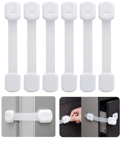 Seguridad Puertas Niños,6 piezas Seguro Puertas Bebe Armario con cierre para niños para puertas de gabinetes refrigeradores y cajones con adhesivo fuerte sin taladrar, blanco Kindersicherung Schrank