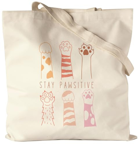 Hey!Print Stay Pawsitive Jutebeutel Katzenliebhaber Geschenkidee Katzenmama Positiv Bleiben