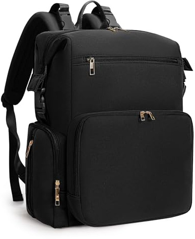 CEI-CEI Neoprene Diaper Bag Backpack with Changing Pad, Large Newborn Baby Maternity Bags Travel Tote with Insulated Pockets (Black)