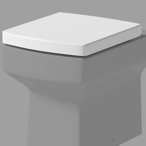 BAYSTONE Square Soft Close White Toilet Seat Top Fix Quick Release Hinges WC