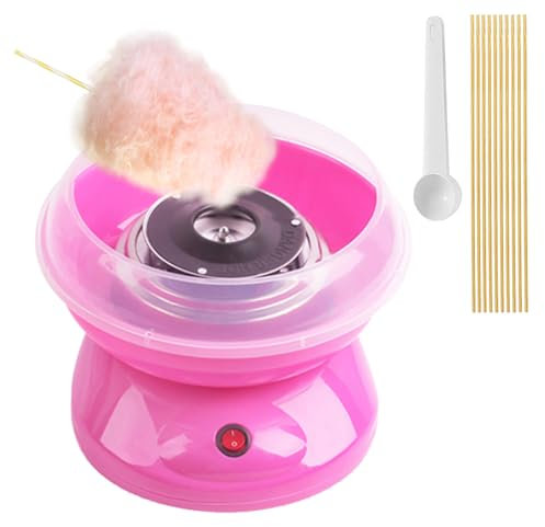 PLABNK Elektrische Zuckerwattemaschine, Hausgemachte Tragbare Zuckerwattemaschine, Sicheres Material + Einfach Zu Bedienen, Drehteller-Zuckerbehälter, Für Kinder-DIY-Geburtstagsfeier,Pink