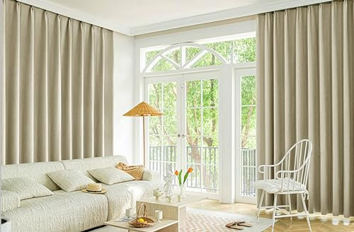 Verdunkelungsvorhänge mit Ösen, Apricot Thermoisolierte Fenstervorhänge mit Ösen für Fensterbehandlung Wohnzimmer/Küche86 x 115 cm