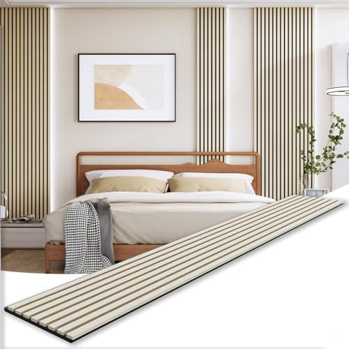 Holzpaneele für Wand, 3D schalldichte Lamellenwandverkleidung, 2 Stück 240.0 cm x 32.0 cm Wandpaneele für Innenwanddekoration, Wohnzimmer, Schlafzimmer (Eiche)