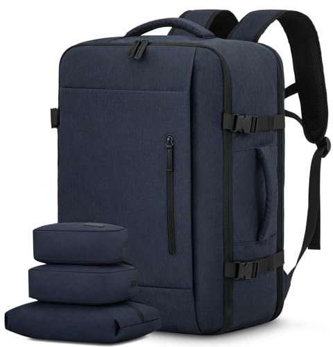 LOVEVOOK Reiserucksack Handgepäck Flugzeug, 40L Groß Rucksack Kofferrucksack Travel Backpack Carry On Luggage für 17,3 Zoll Laptop, Reisetasche Koffer Herren Damen Cabin Bag für Reise, Dunkelblau