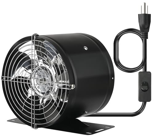 Aydomer 6 Inch Inline Duct Fan, with Switch Low Noise High Air Flow Extractor Fan Metal Exhaust Fan with Bracket and Mesh for Basement, Garage, Attic, Kitchen(Black)