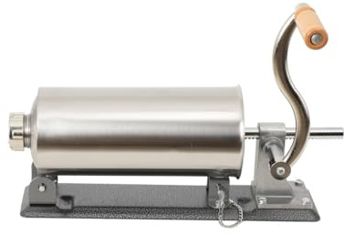 YILIKISS 3L Wurstfüller Manuell, Wurstmaschine aus Edelstahl, Horizontale Wurstfüllmaschine silber, Wurstpresse mit Tischklemme, Wurstspritze inkl. 4 Füllrohre