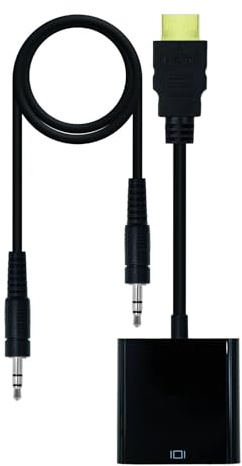 Blendend Adaptador de Alta definición CONVERSOR HDMI/M a SVGA/H con Salida de Audio 3.5/H, en Color Negro, Longitud de Cable 10 cm. Ideal para conectar Dispositivos HDMI a Pantallas VGA.