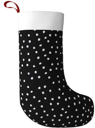BREAUX Schwarz Weiß Polka Dots Weihnachtsstrümpfe Ultra Soft Samt Weihnachtsstrümpfe Kamin Dekoration 45.0 cm