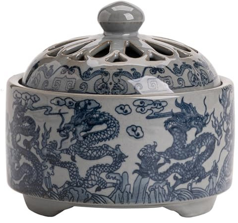 LVYUDS Möbel Keramik Kartoffel Aufbewahrungsbox, Chinesische Antike Blau und Grau Porzellan Küchenornamente Zwiebel Aufbewahrung, Küchendekoration Zwiebeltopf