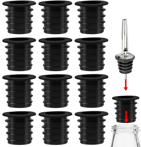 12 Pcs Liquor Pourer Adapters, 1in/25mm Neck Liquor Pour Spout Adapter for Large Neck Liquor Bottles, Liquor Bottle Pourers for Alcohol, Speed Pourers for Liquor Bottles Wine Pourer Spout Olive Oil