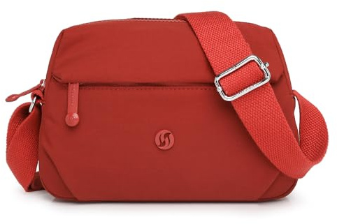 YUESITE Klein Handy Umhängetasche Wasserdicht Nylon Crossbody Bag Leichte Mini Tasche Kleine Schultertasche Damen Handytasche zum Umhängen Rot