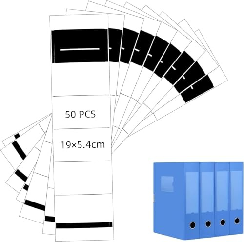 Heyumybit Ordner Etiketten,50 Stück Selbstklebend Breit Ordnerrücken Aufkleber,Weiß Ordner Beschriftung Ordneretiketten Währung für Büro,Bibliothek,Archivierung 5.4 * 19cm Self Adhesive Spine Labels