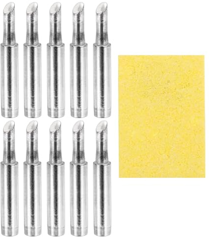 sourcing map Pack of 10 900M Solder Tips Internally Heated Soldering Tips with Cleaning Sponge Pad Replacement Welding Accessories Kit for Electrical Solder Station Tip (900M-T-4C)