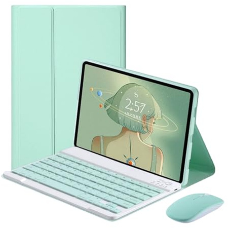 Funda con Teclado para iPad 6.ª Generación 2018/5.ª Generación 2017/air 2/ Air 1/ Pro 9,7 Pulgadas con Ratón, Funda Protectora Delgada con Teclado Inalámbrico Desmontable