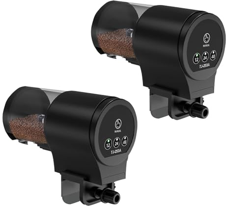 2 comederos automáticos para acuarios, comederos automáticos para peces: 100 ml, gran capacidad, alimentador para peces, resistente a la humedad, para tanque de peces