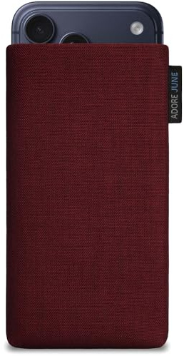 Adore June Classic Bordeaux-Rot Tasche kompatibel mit iPhone 17 Pro Max Handytasche aus widerstandsfähigem Cordura Stoff mit Display Reinigungs-Effekt