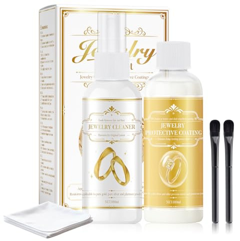WEILAOK Zaponlack+Silberschmuck Reiniger, Schmuckreiniger Set, Jewelry Cleaner für Gold, Silber und Platin, Entfernen Oberflächenflecken und Oxide, Verhindert Anlaufen, Verfärbung, 100ml+100ml