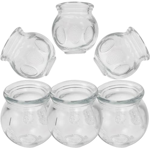 HONMEET Ensemble De 6 Ventouses De Massage En Verre N°1, Haute Adhérence, Solide, Pour Thérapie Par Ventouses à Domicile, Amélioration Circulation Sanguine, Usage Musculaire