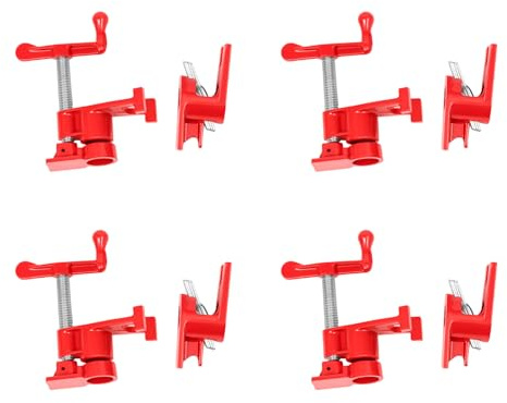 DunleyMin Juego de 4 abrazaderas de tornillo de tubo de 3/4 pulgadas, juego de abrazaderas de cuerpo, abrazadera de tubo, juego de pinzas de madera para el uso en tiendas de madera, empresas de