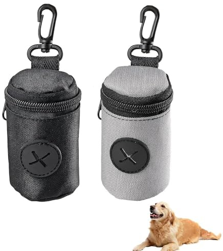 2 PCS Dog Poop Bag Holder, Quick Access Dog Poo Bag Holder Dispenser, Hands-Free Dogs Waste Carrier with Clip, for Owners Walkers (Black, Gray)