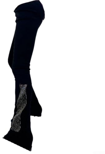 Pantaloni da allenamento per pattinaggio artistico con interno in caldo pile, tessuto elasticizzato a 4 vie, cintura alta per stabilità e polsini alla caviglia per prestazioni sicure sul ghiaccio (XS)