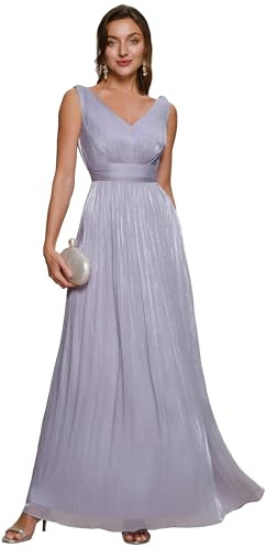 Ever-Pretty Shimmer Chiffon Bridesmaid Dress Sleeveless V-Neck Floor Length Formal Evening Gown for Wedding Guest 02805