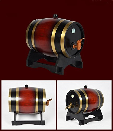 Barril de madera de roble para almacenamiento o envejecimiento de vino y licores, de 1,5 a 20 l, rojo vino, 5 L