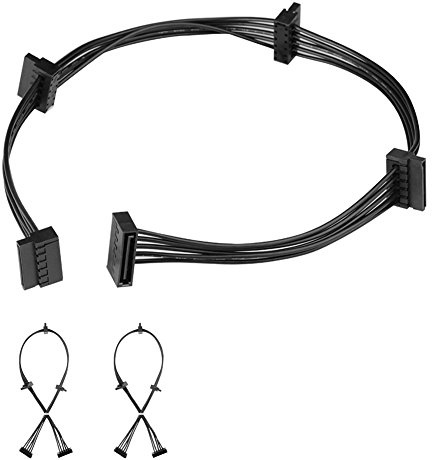 J&D (2-pack) 15 stift SATA till 4 SATA Power Splitter förlängningskabel, hona till hane, 20 tum