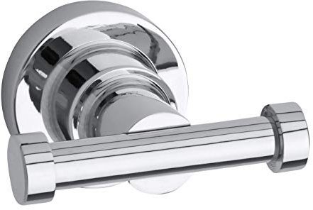 tesa LUUP Handtuchhaken, verchromter Edelstahl - Bad-Haken zur Wandbefestigung ohne Bohren, inkl. Klebelösung - 63mm x 50mm x 70mm