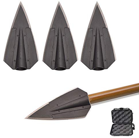 MILAEM 6pcs Tiro con L'Arco Punte da Caccia 115 Grano Punte di Freccia Punta in Acciaio per frecce di Caccia in Legno di bambù ID 8mm (Nero)