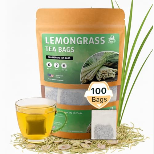 Lemongrass Leaf Loose Tea – 4oz Size (Premium Dried Lemongras Loose Leaf Tea - 4 oz), Natural Extract Caffeine-Free Herbal Tea for Relaxation, Wallness with Smooth Taste