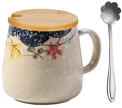 Tazza da Caffè Giapponese Dipinta a Mano 400 ml di TuYines in Ceramica con Coperchio