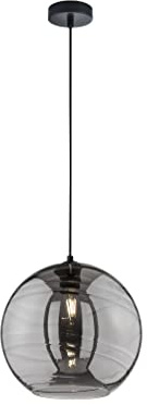 Fischer & Honsel Pendelleuchte OPIE mit Rauchglas Lampenschirm geschliffen Ø 30cm, Größe