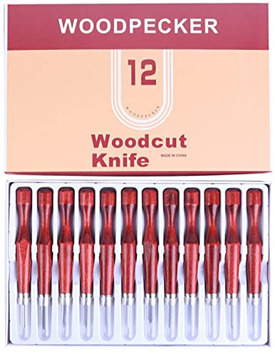 Ensemble De Ciseaux À Bois Sculpture Sur Bois, Couteau De Travail Du Bois, 12Pcs Couteaux À Sculpter En Bois, Kit De Coupe Du Bois, Pour Débutants, Sculpteur, Charpentier, Amateur