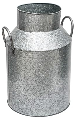 Ivyline Galvanised Iron Milk Churn Planter - Built in Drainage - Frost Resistant & UV Stable Decorative Waterproof Outdoor Flower Pot - H43cm x D28cm