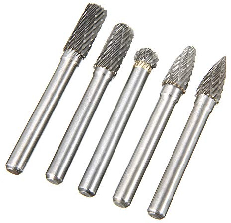 Bestgle 5 Pezzi Frese Rotanti in Metallo Kit Frese Rotanti Acciaio al Tungsteno Gambo da 6mm Testa da 8mm Fresa Rotante per Trapano, Smerigliatura di Metallo, Lucidatura, Incisione