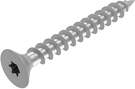 SECCARO Lot de 100 vis à bois pour panneaux d'aggloméré 6 x 50 mm, en acier inoxydable V2A VA A2, filetage complet, TX/six pans creux