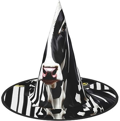 ZISHAK Schwarz-weiße Milchkuh-Hexenhut für Damen, ultimativer Partyhut für das beste Halloween-Kostüm-Ensemble
